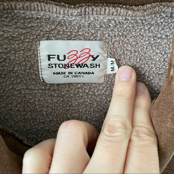 Vintage Fuzzy Stone Wash Native Art Brown Sweatshirt Womens Medium - Picture 5 of 5